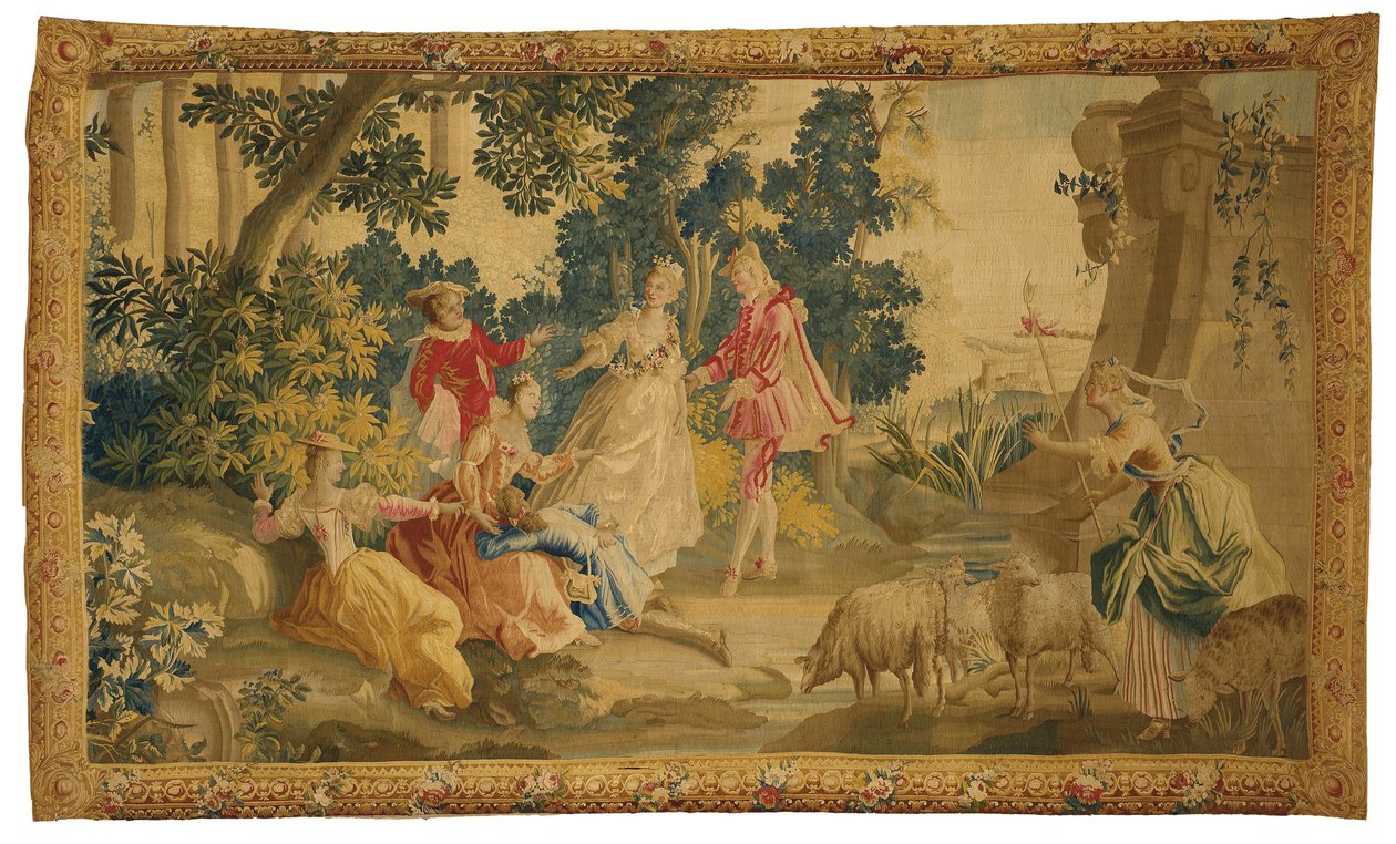 Pastorale Tapisserie aus Aubusson von French School