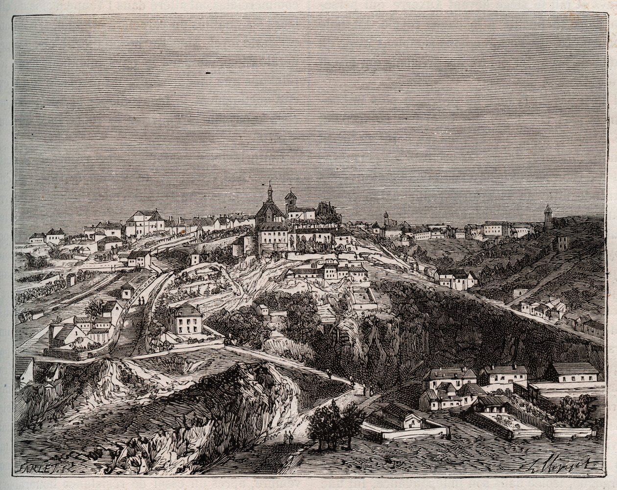 Avallon - Bourgogne-Franche-Comte - Gravur in „La France illustree: Geographie, Geschichte, statistische Verwaltung“ von V.A. Malt-Brown. 1884 von French School