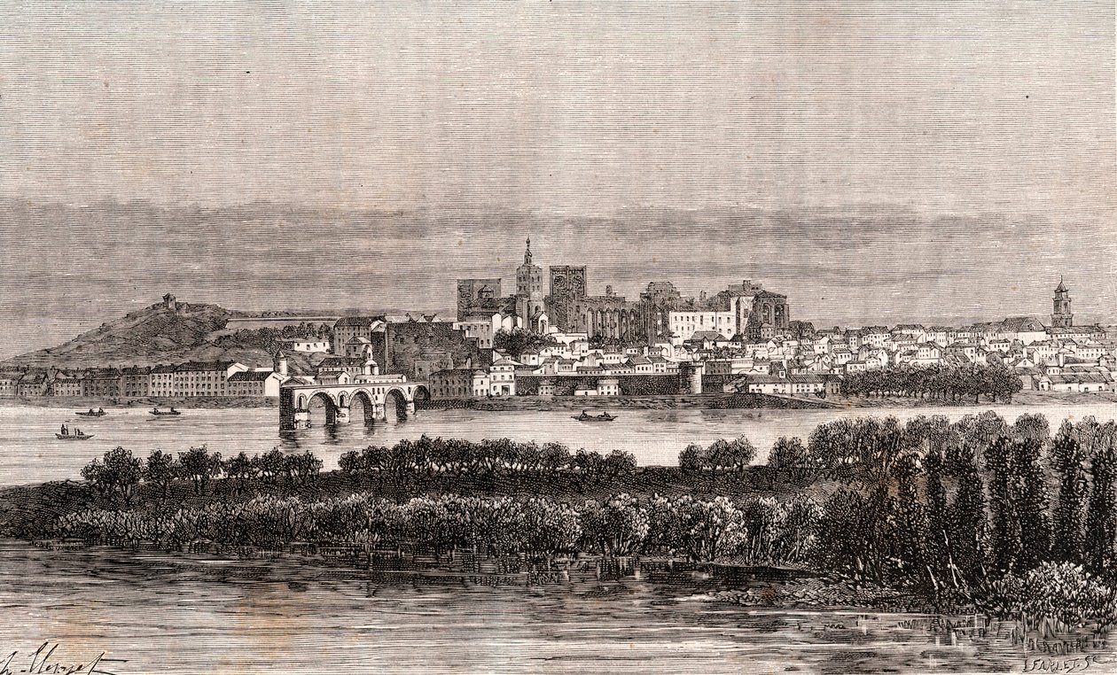 Avignon im Vaucluse - Gravur in „La France illustree: geographie, histoire, administration statistique“ von V.A. Malt-Brown. 1884 von French School