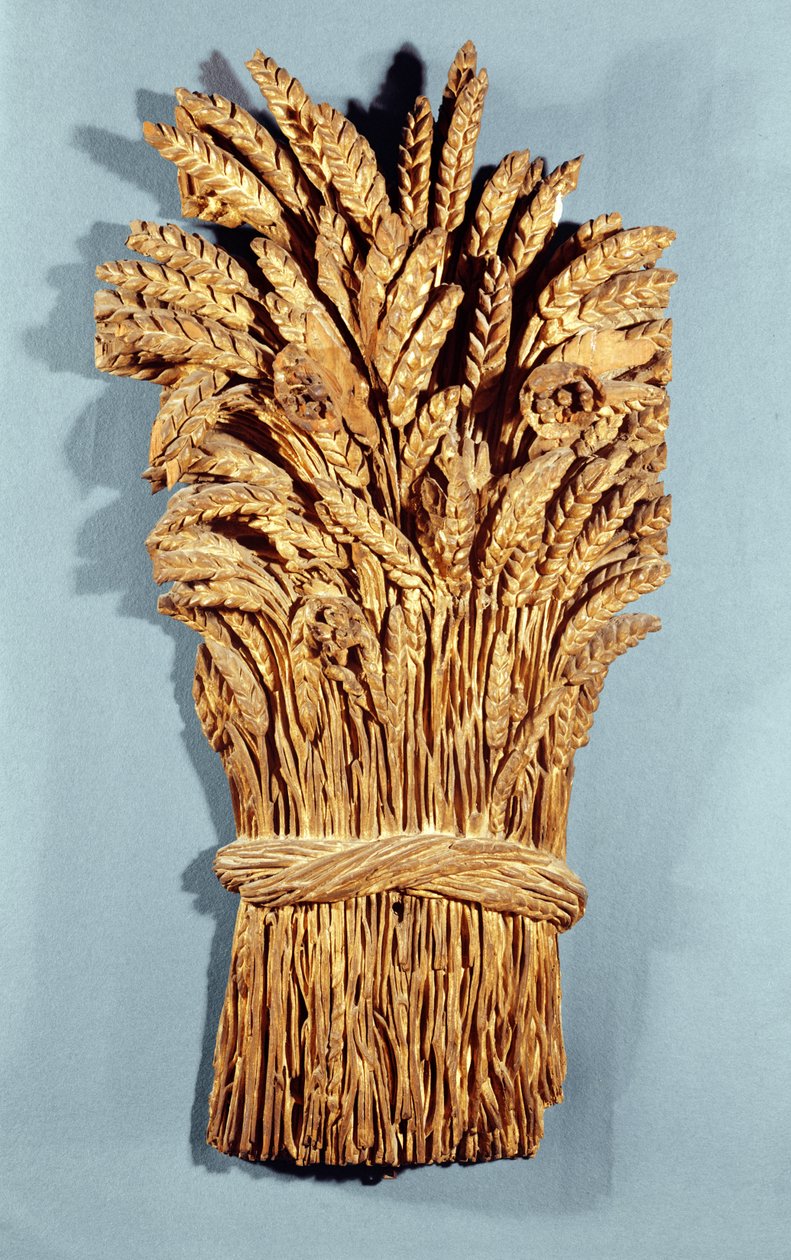 Bäckerschild mit Ähren und Feldblumen (vergoldetes Holz) von French School