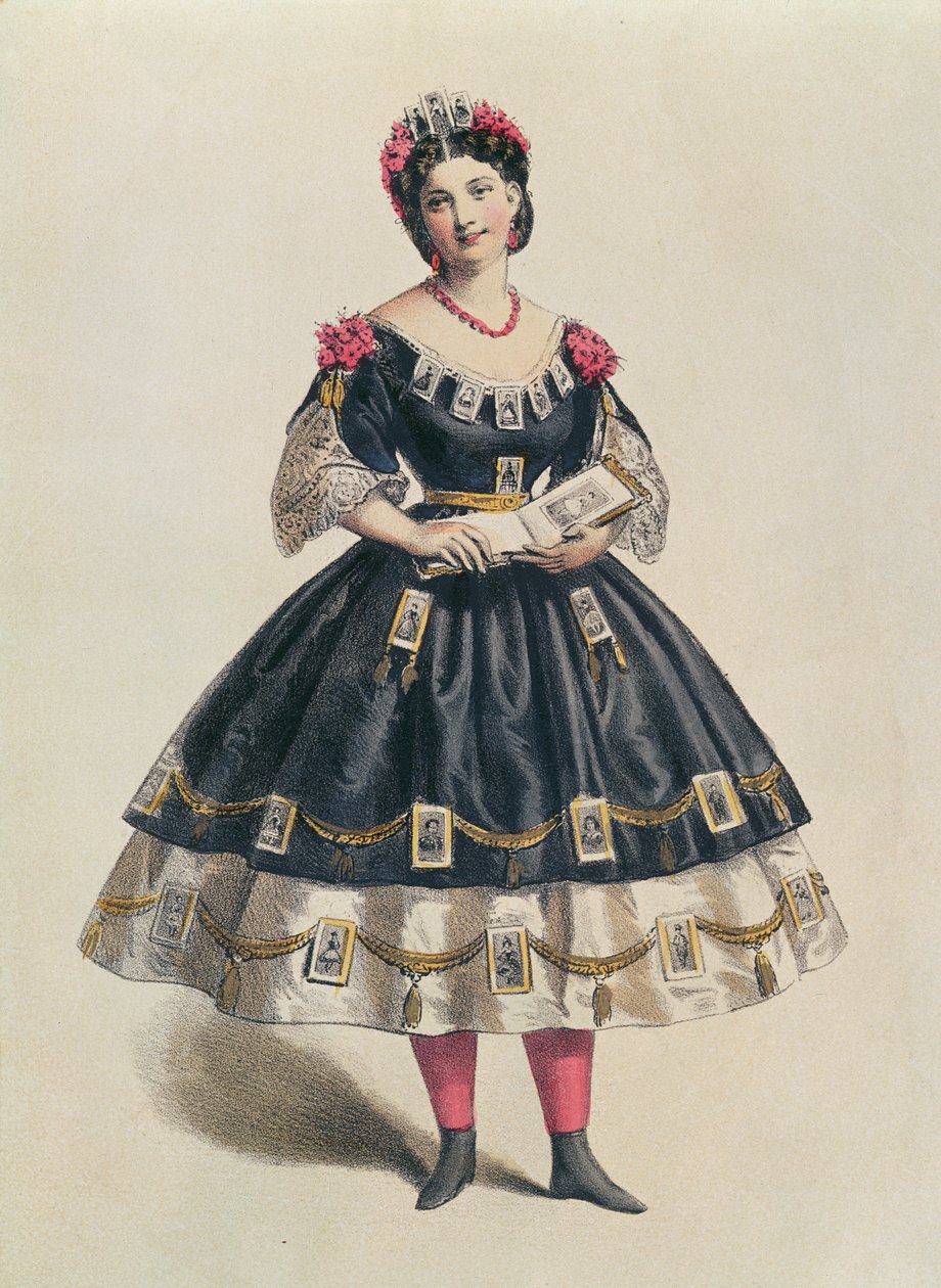 Ballkleid verziert mit fotografischen Visitenkarten, ca. 1860 von French School