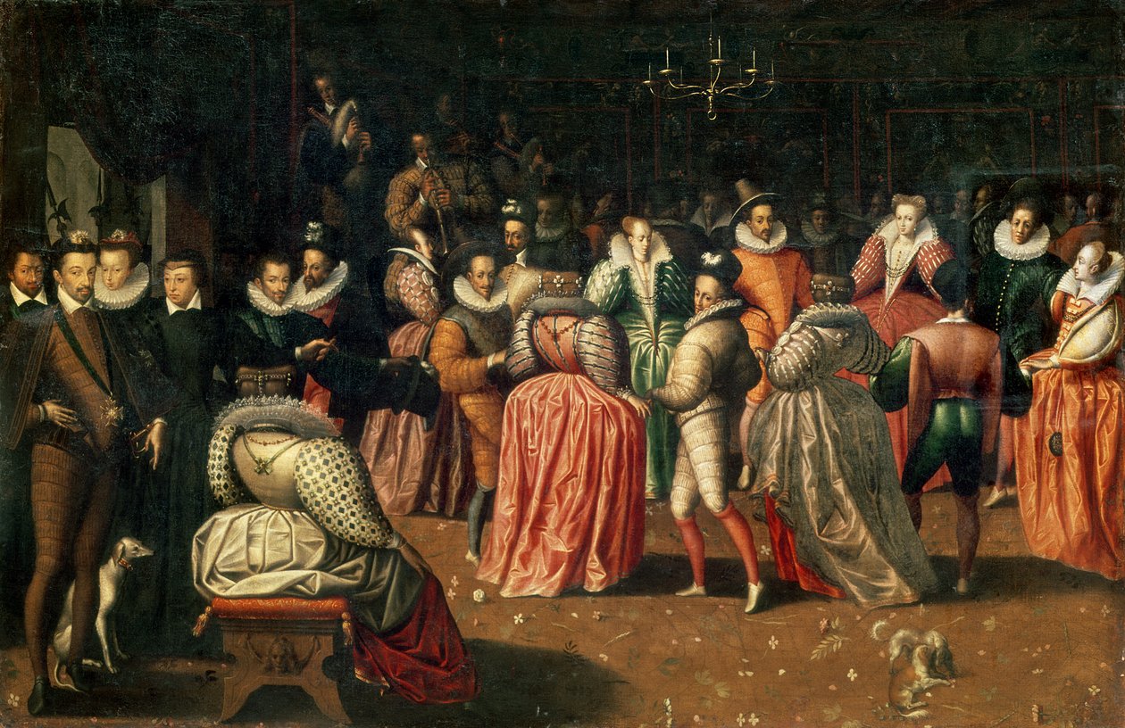 Ball am Hofe von König Heinrich III. von Frankreich oder Ball des Herzogs von Alençon, 2. Hälfte des 16. Jahrhunderts von French School