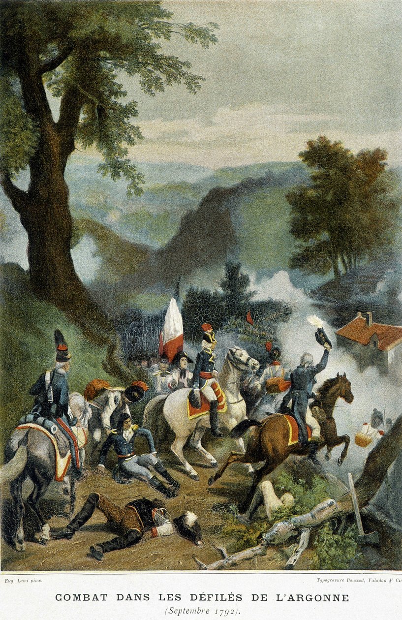 Schlacht in den Argonnen (Ardennen, Marne und Maas). Während dieser Kampagne (1792) gewann Dumouriez den Sieg von Valmy. von French School