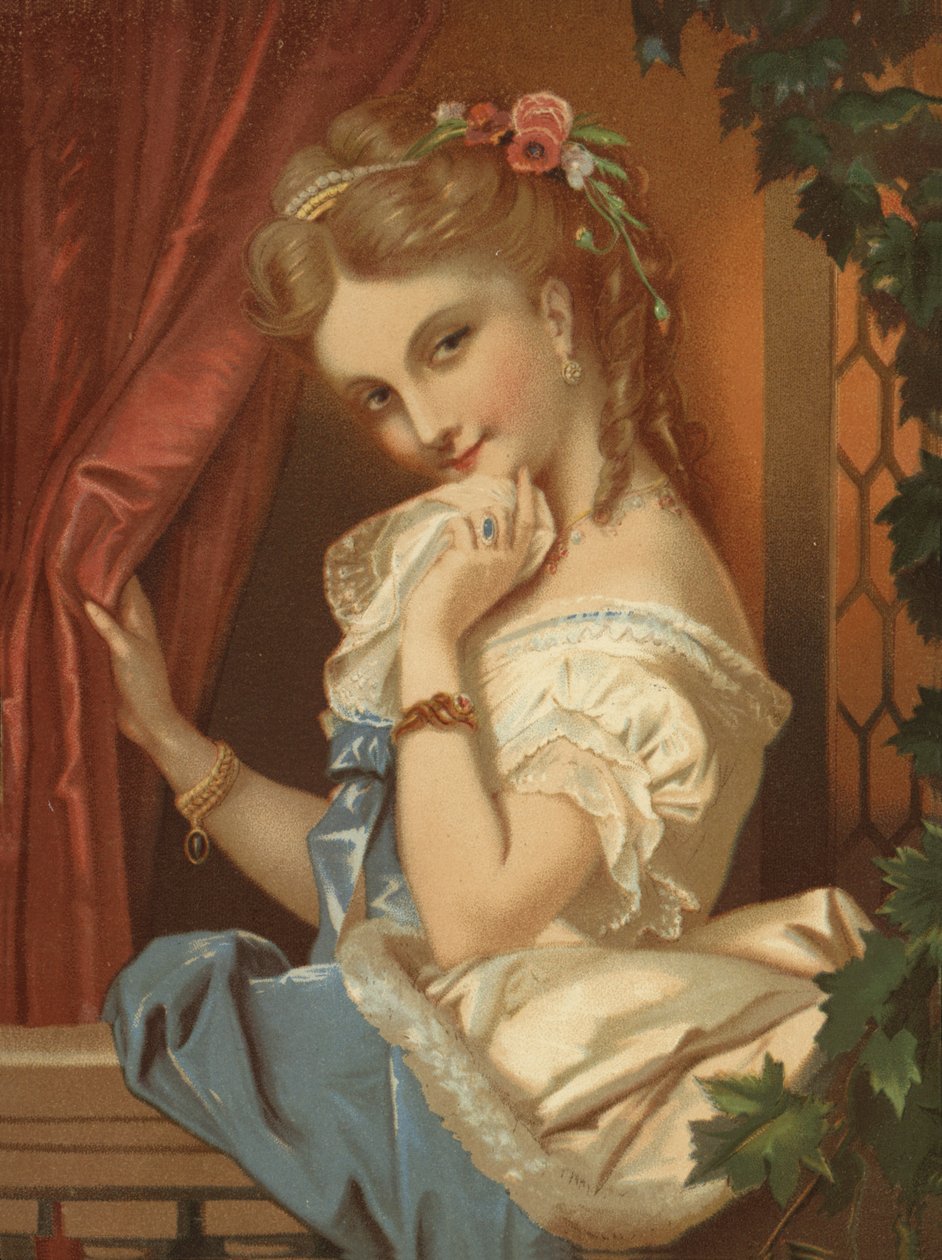 Blondes Mädchen mit verführerischem Lächeln von French School