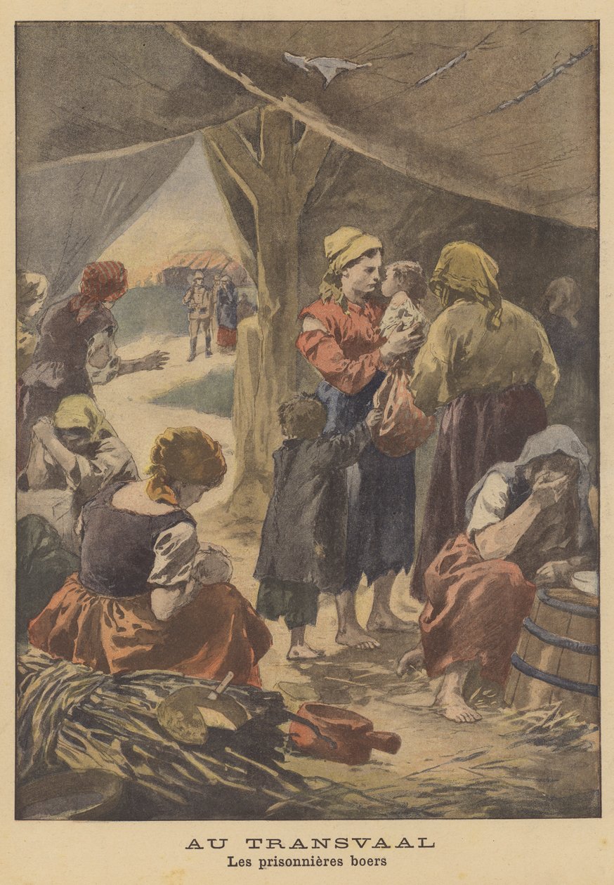 Burenfrauen in einem Konzentrationslager in Südafrika von French School