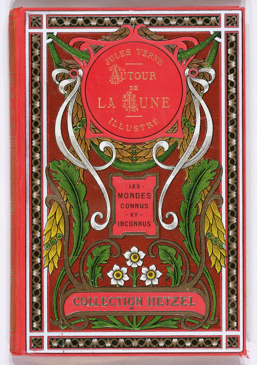 Buchumschlag von Reise um den Mond von Jules Verne (1828-1905), Ausgaben Hetzel, Ende des 19. Jahrhunderts von French School