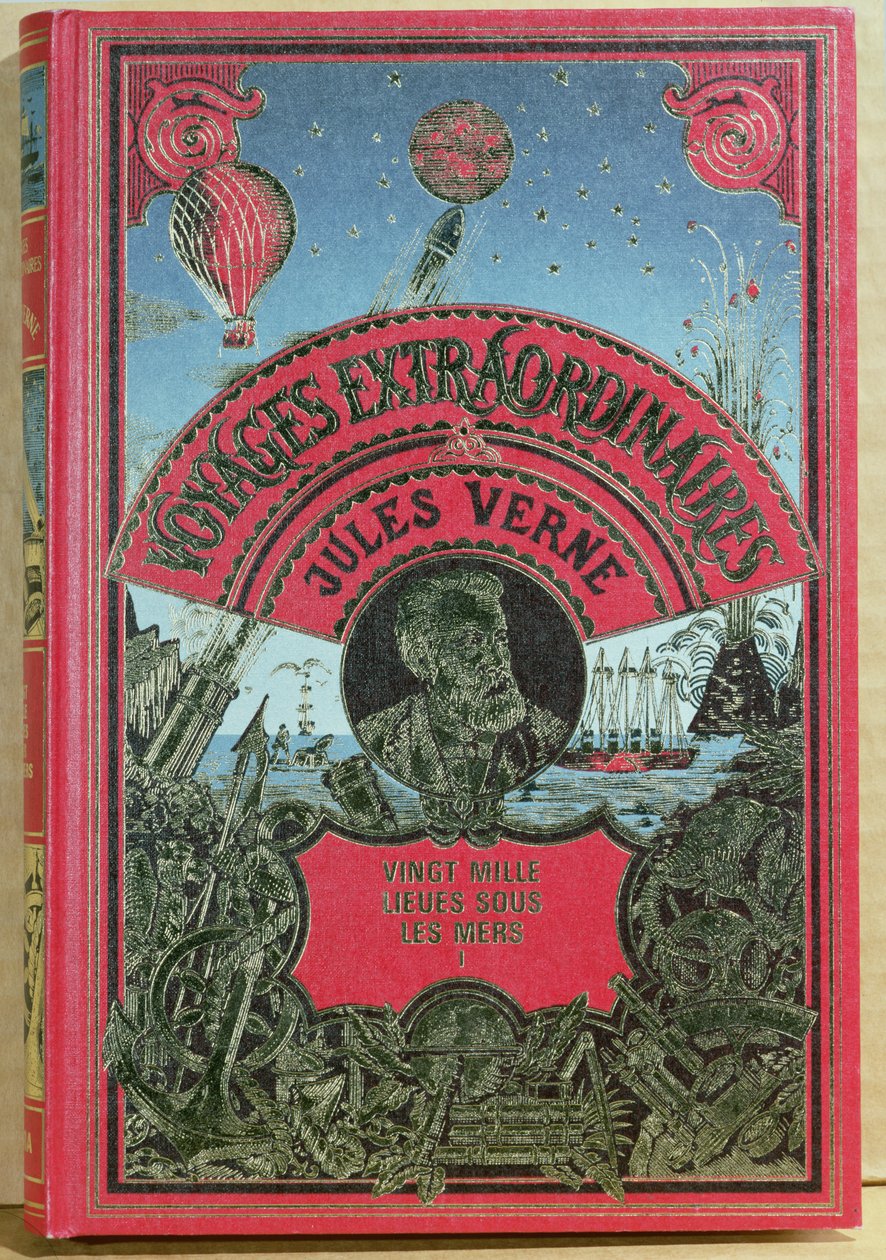 Buchcover für 20.000 Meilen unter dem Meer von Jules Verne, 1870 von French School