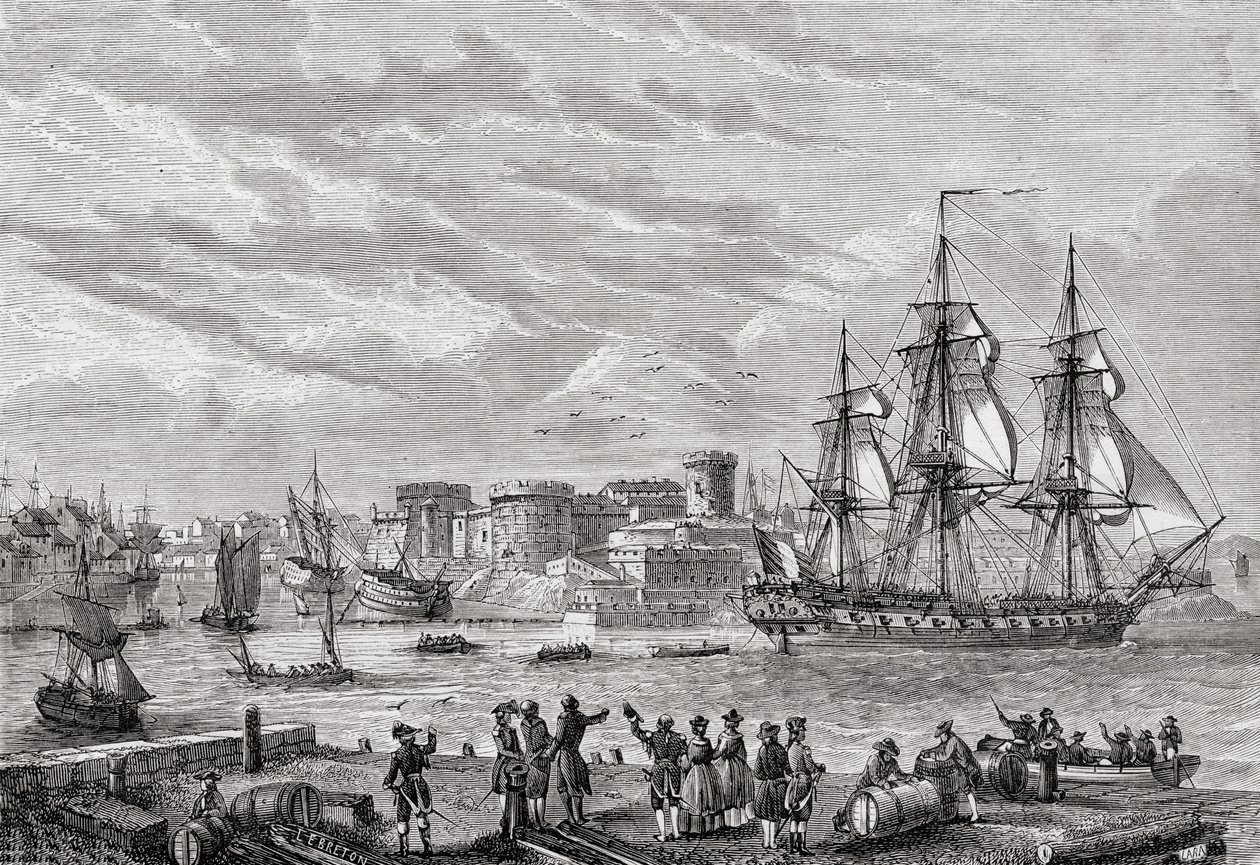 Brest im Jahr 1791, graviert von Le Breton, aus 