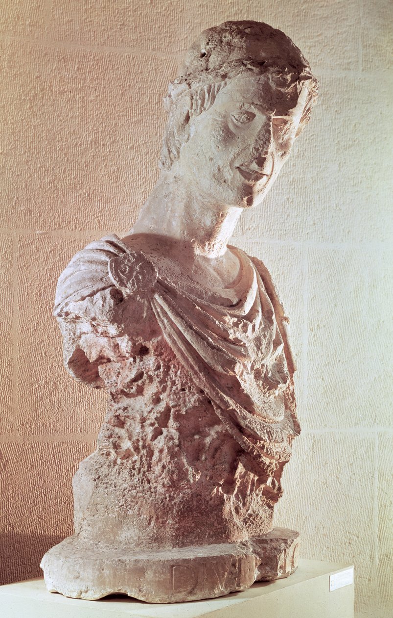 Büste von Kaiser Friedrich II. (1194-1250) (Kalkstein) von French School