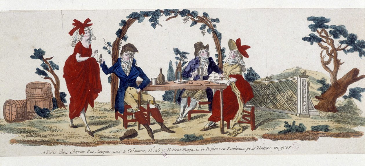 Café in Paris: bei Chereau, Rue Jacques - Stich von French School