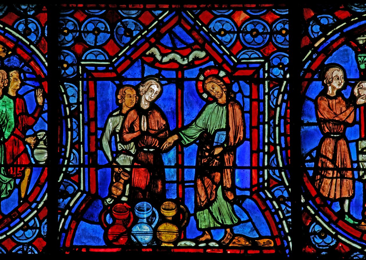 Hochzeit zu Kana: Christus verwandelt Wasser in Wein von French School