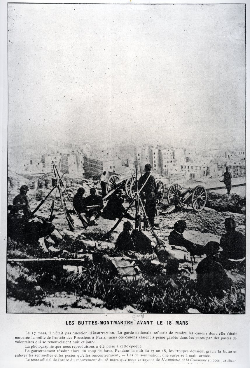 Kanonen auf den Buttes-Montmartre am Vorabend des 18. März 1871 (s/w Foto) von French School