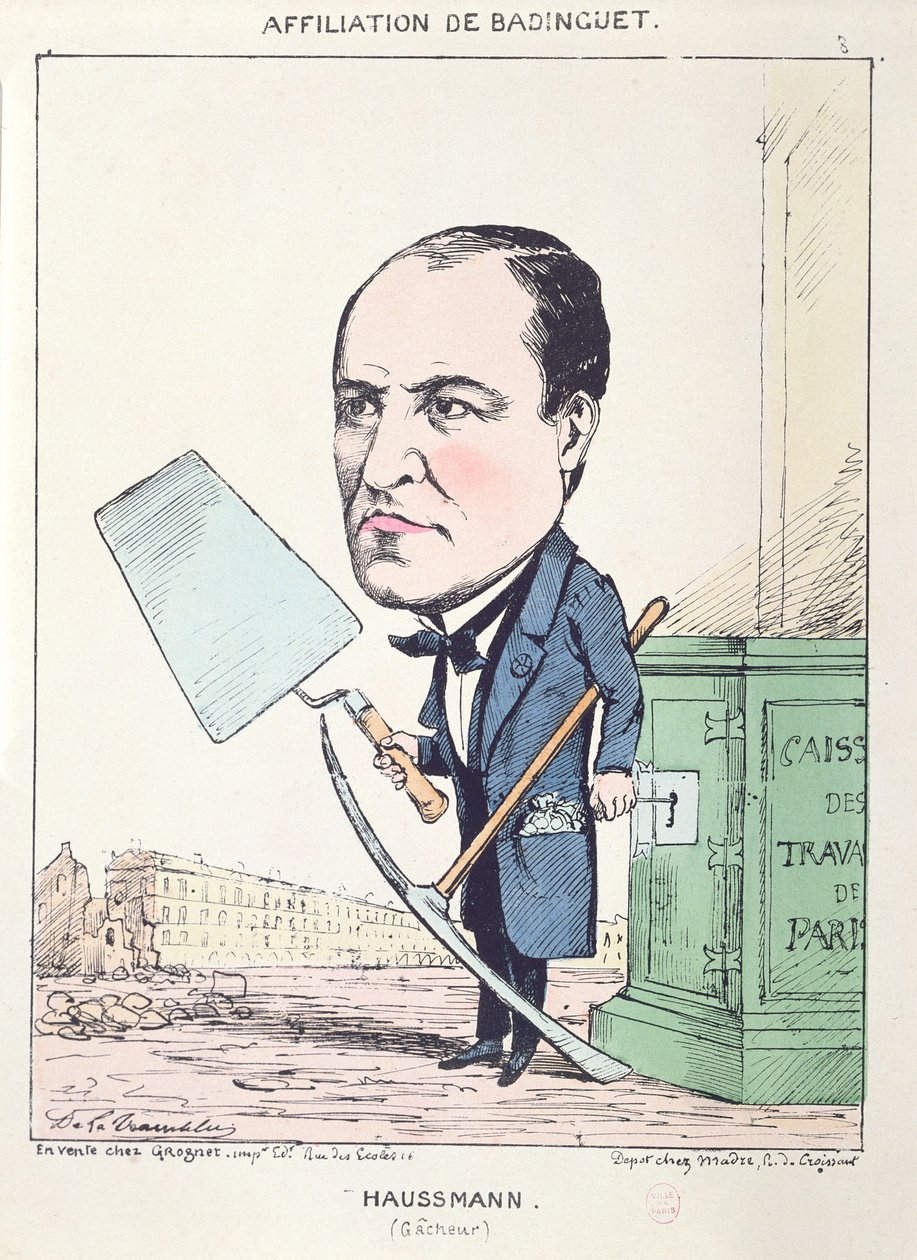 Karikatur von Baron Georges Eugene Haussmann (1809-91) als Baugehilfe, ca. 1870 von French School