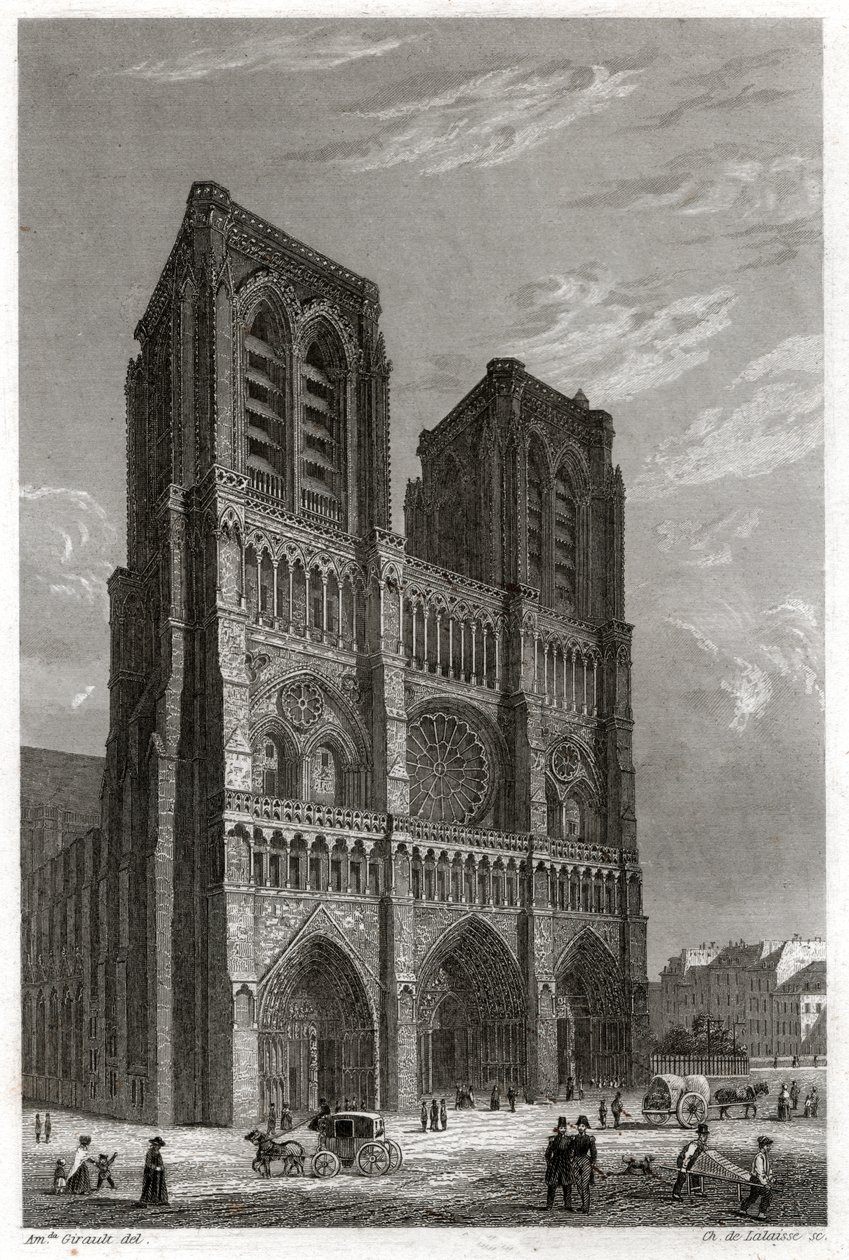 Kathedrale Notre Dame de Paris (Stich, ca. 1850) von French School