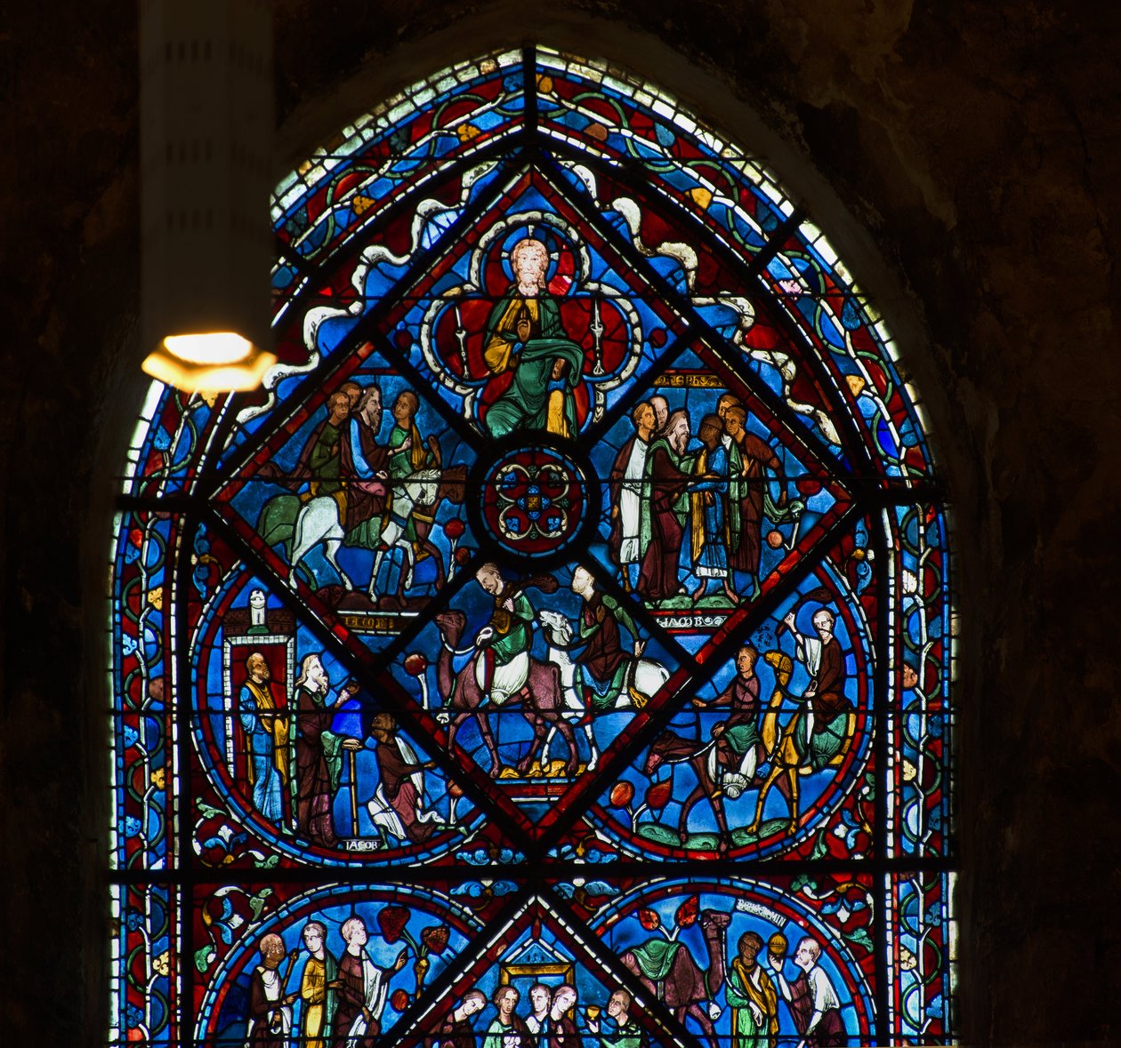 Kathedrale von Chartres, Buntglasfenster: das Leben von Joseph, Detail von French School