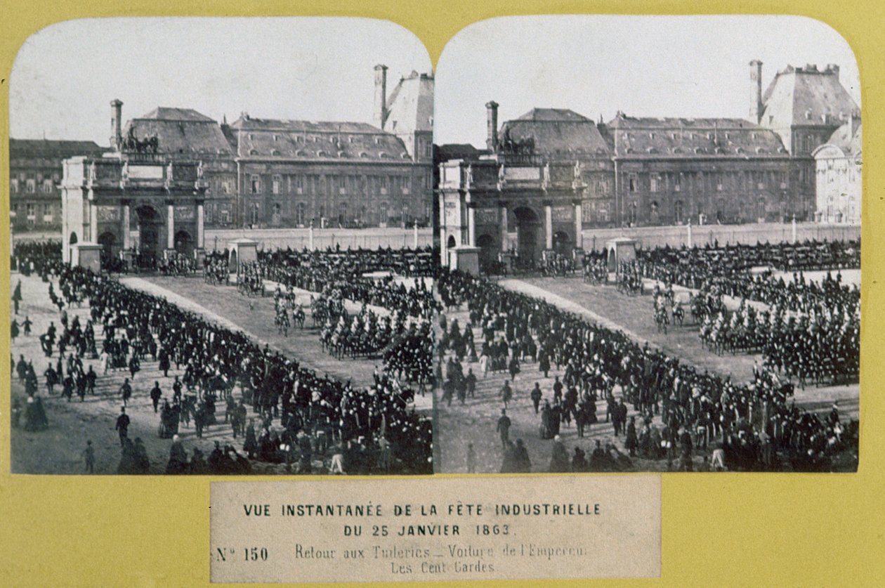 Feier der Industrie in den Tuilerien, Place du Carrousel, Paris, stereoskopische Ansicht, 25. Januar 1863 von French School