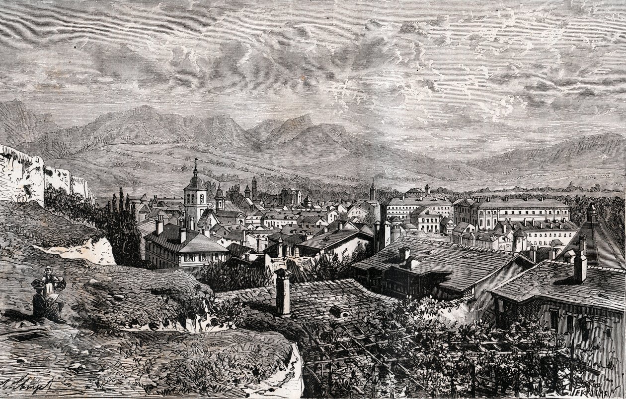 Chambery - Savoie - Gravur in „La France illustree: geography, history, statistical administration“ von V.A. Malt-Brown. 1884 von French School