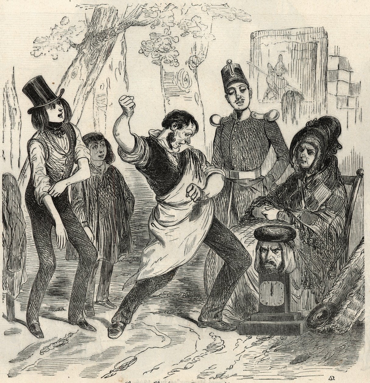 Champs-Elysees - Dynamometer - Gravur in „Tableau-de-Paris“ von Edmond Texier 1852. von French School