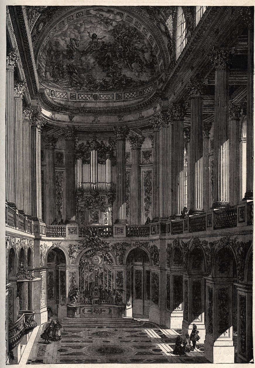 Kapelle des Schlosses von Versailles - Gravur in „PATRIE - DESCRIPTION PICTURERIQUE DE LA FRANCE EN 6 VOLUMES“ von Lucien Huard - Ende des 19. Jahrhunderts von French School