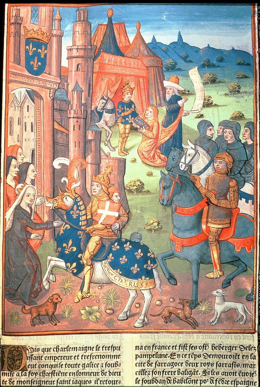 Karl der Große mit seinen Paladinen (Ritter seiner Gefolgschaft) von French School