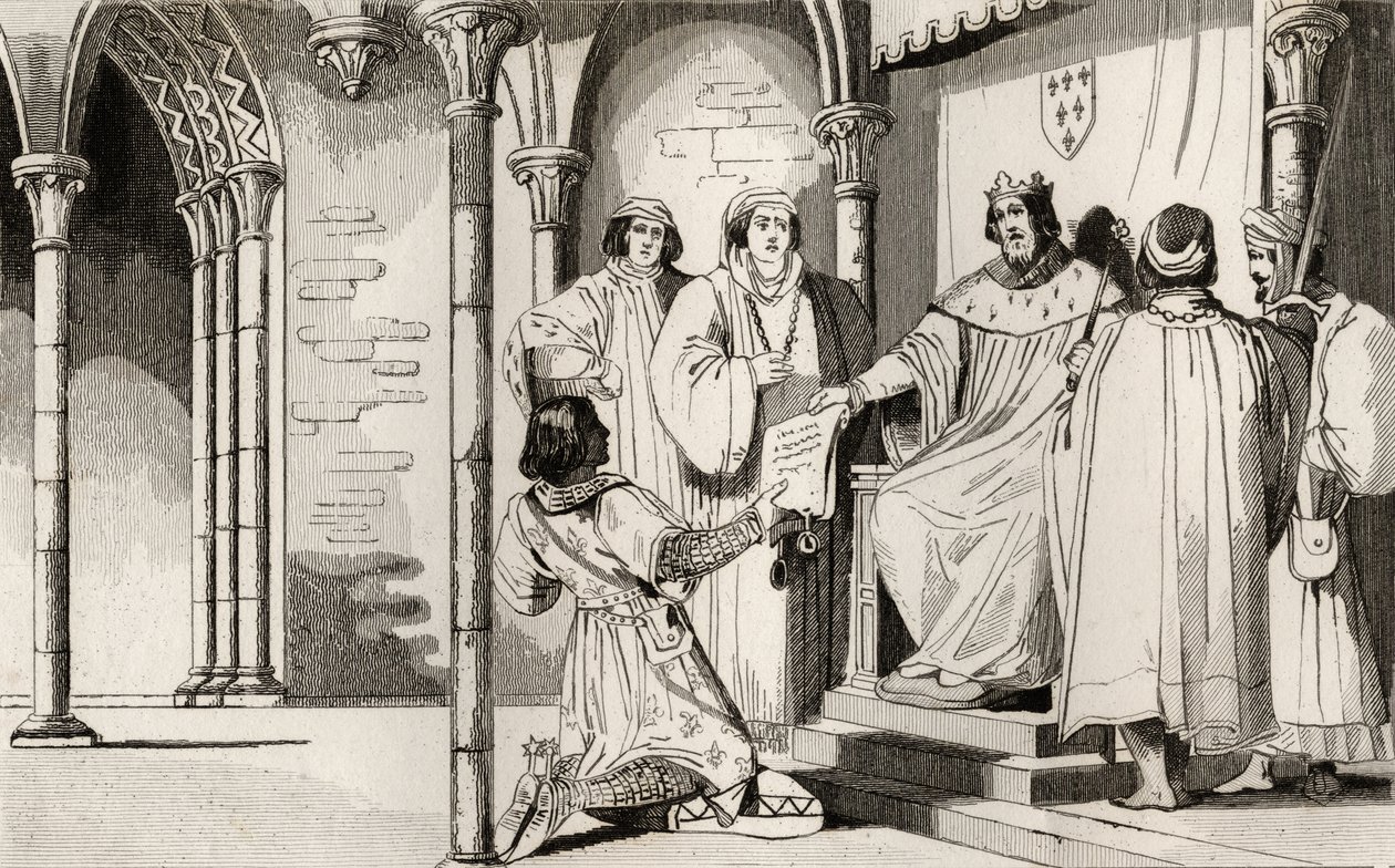Karl IV. (1294-1328) der Schöne erhält eine Bitte am Hof, aus 