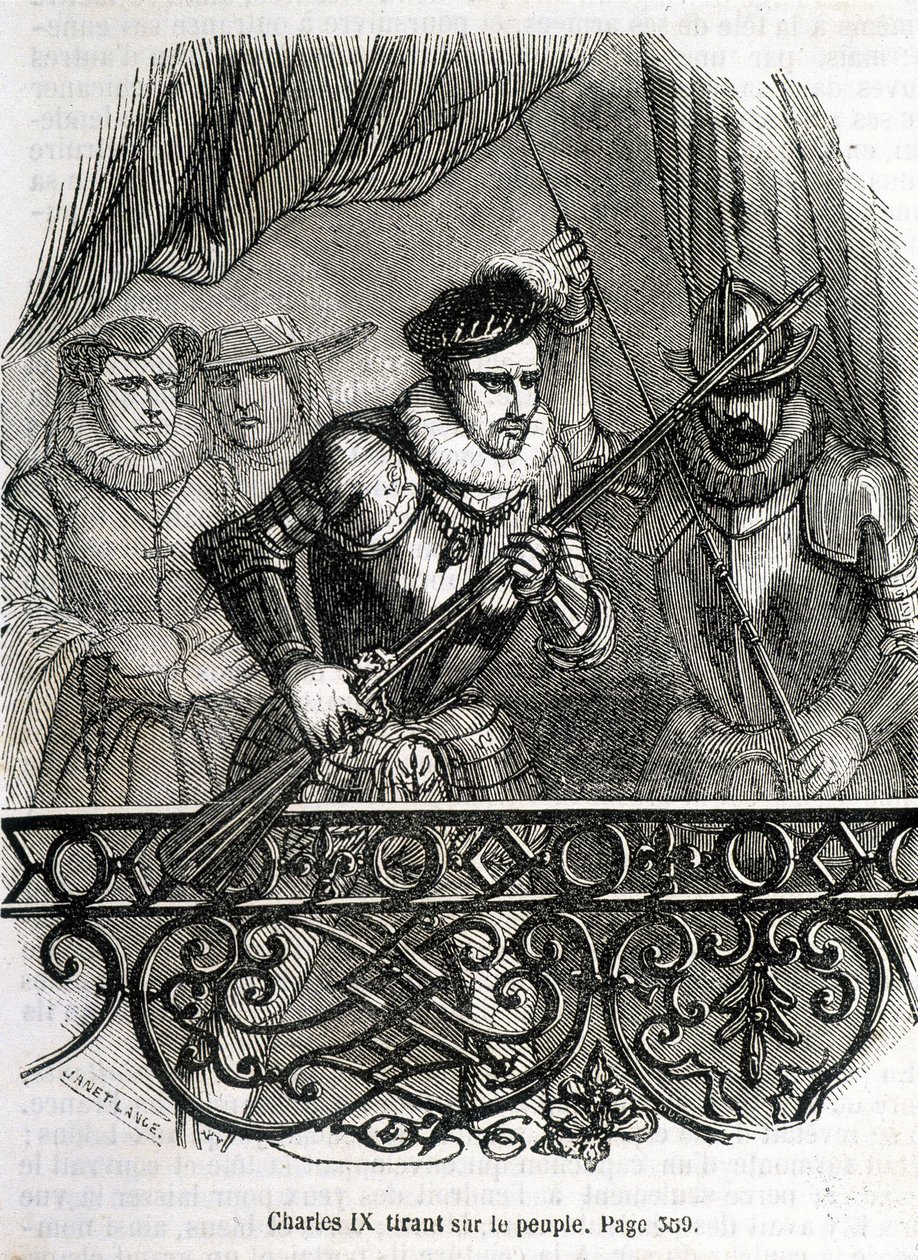 Karl IX. schießt auf das Volk - in „Histoire de France“ von L.-P. Anquetil von French School