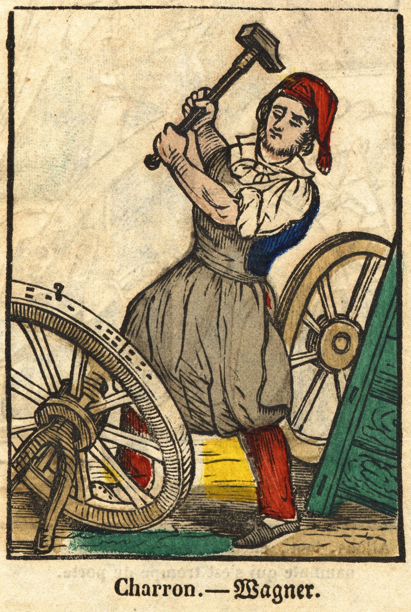 Wagenbauer; Serie über Handwerke (Bild des 19. Jahrhunderts) von French School