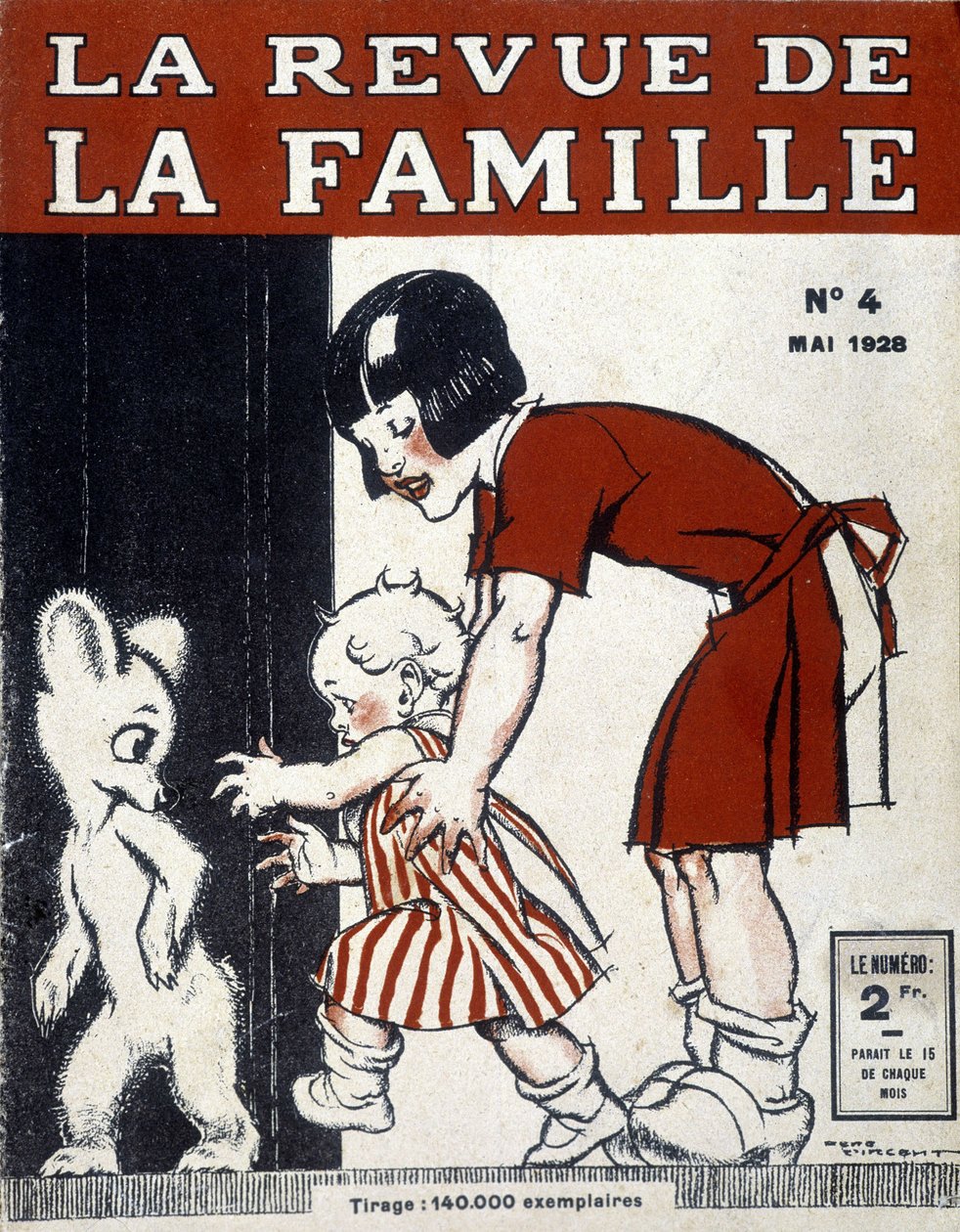 Kinder und Pooh. Titelblatt der "La revue de la famille" vom Mai 1928. von French School