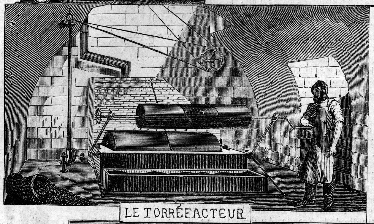 Schokoladenherstellung: der Torrefaktor. Usine de M. Masson, Paris von French School
