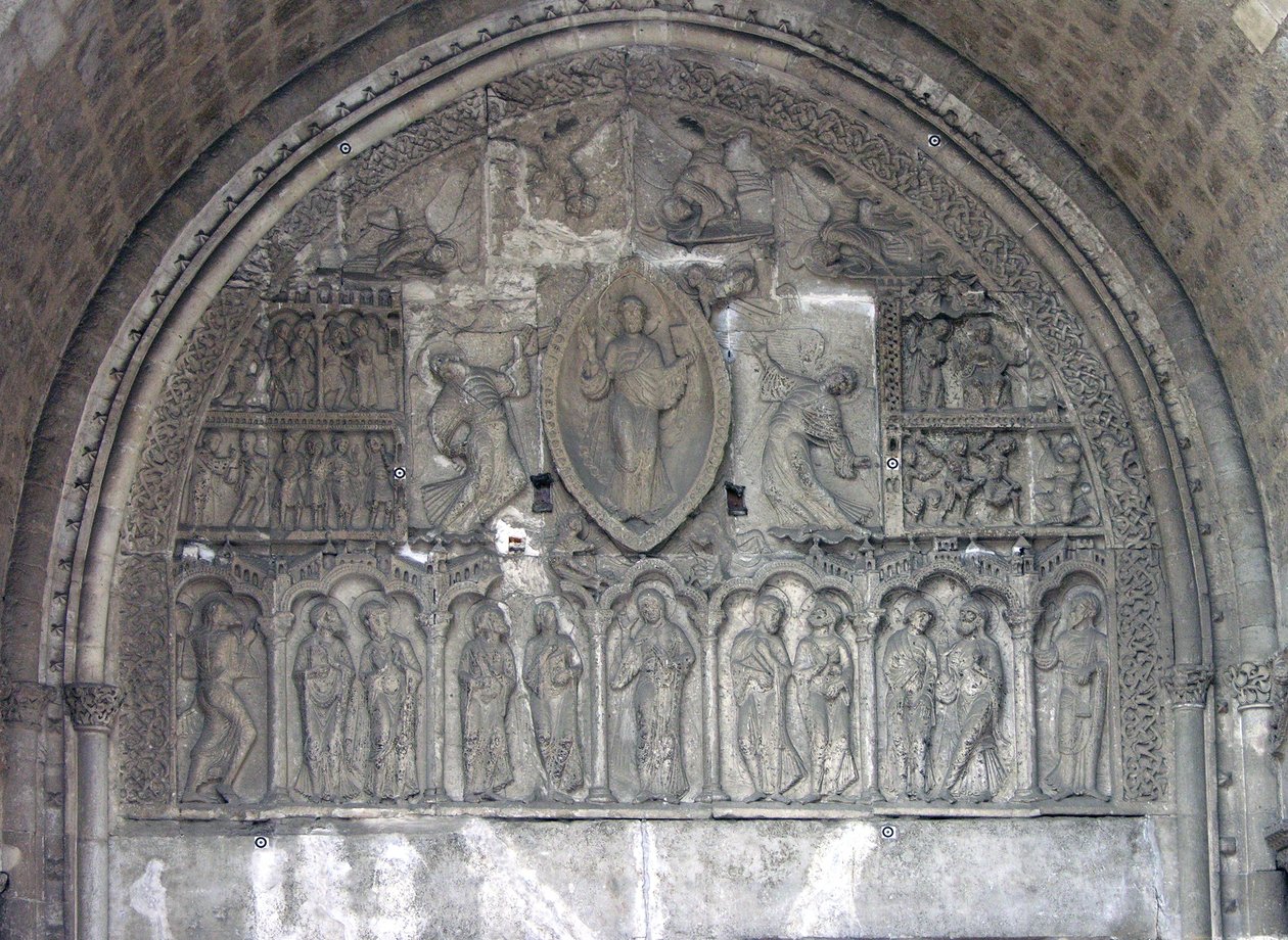 Christus mit zwei Engeln und Szenen aus dem Leben des hl. Etienne, von der Nordtür von French School