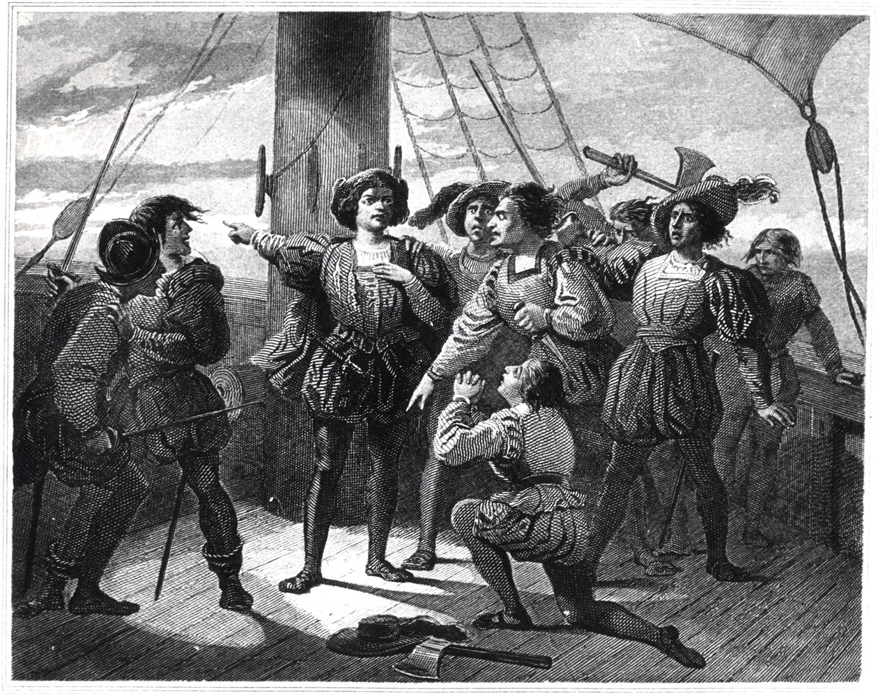 Christoph Kolumbus (1450-1506) erschreckt seine Crew von French School