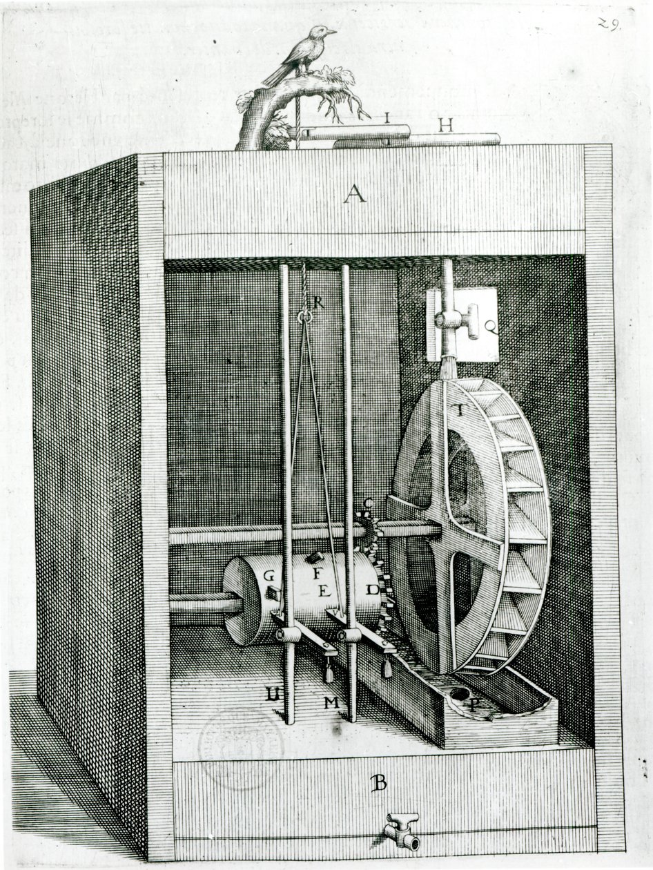 Uhrwerkvogel, aus Les Raisons des Forces Mouvantes von Salomon de Caus, 1615 von French School