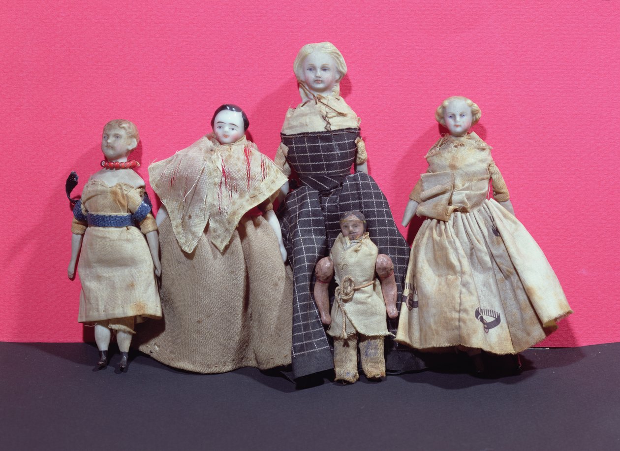 Sammlung von Puppen, möglicherweise von Honoré de Balzac (1799-1850) als Gedächtnisstütze für La Comédie Humaine verwendet von French School