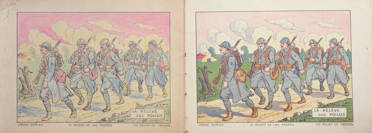 Malbuch für Kinder, Die Entlastung der Poilus, 1917 von French School