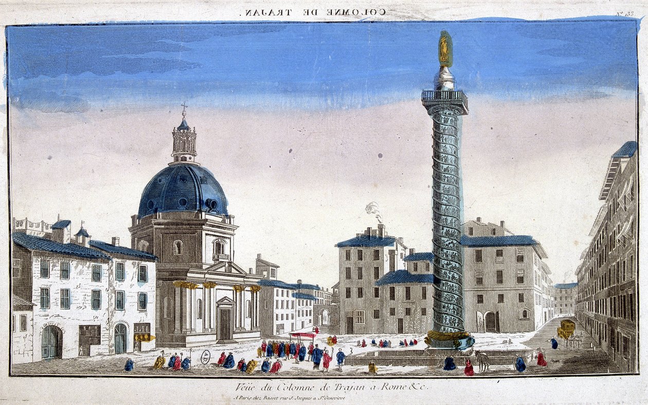 Säulenansicht von Trajan (Trajanssäule) (Colonna Traiana) in Rom - Gravur von French School