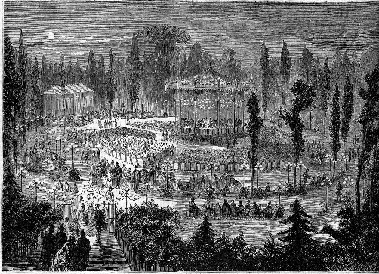 Konzert des Musard-Orchesters auf den Champs-Élysées, Paris. von French School