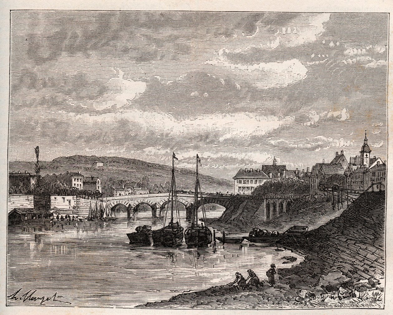 Corbeil Essonnes - Gravur in „La France illustree: geographie, histoire, administration statistique“ von V.A. Malt-Brown. 1884 von French School