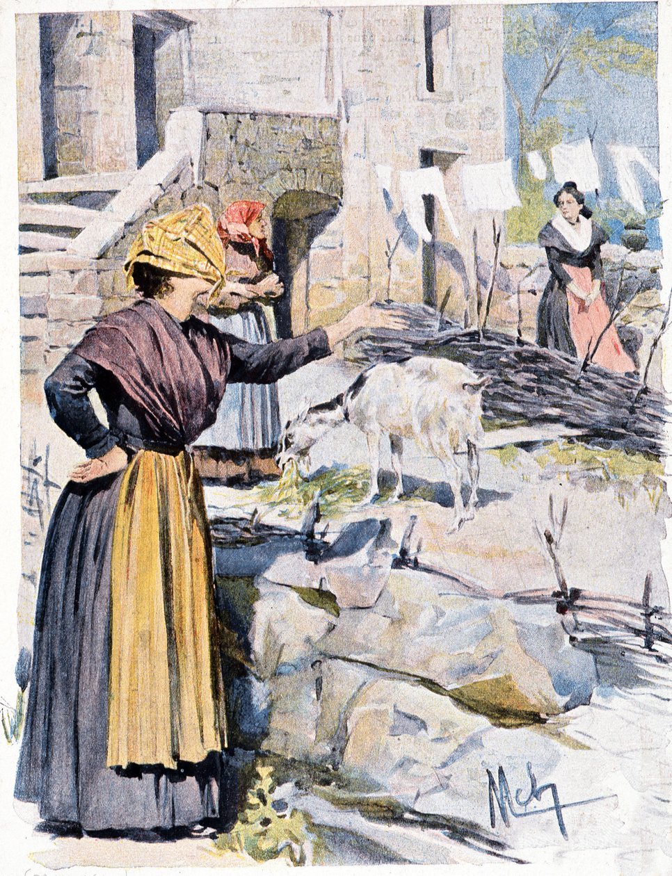 Korsische Frauen in einem Dorf von French School