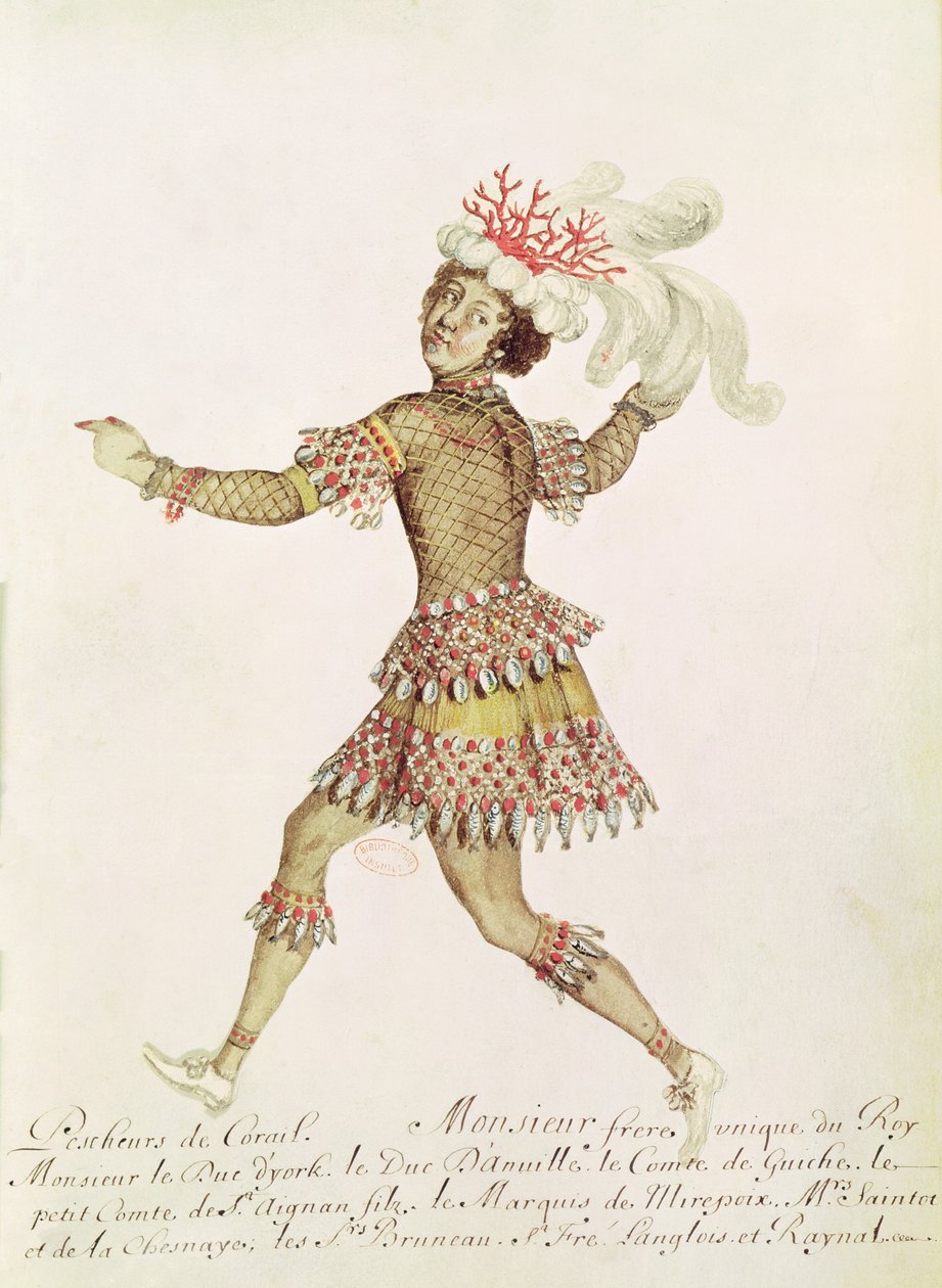 Kostümentwurf für einen Korallenfischer für Die Hochzeit von Thetis und Peleus von Francesco Cavalli (1602-76) 1654 von French School