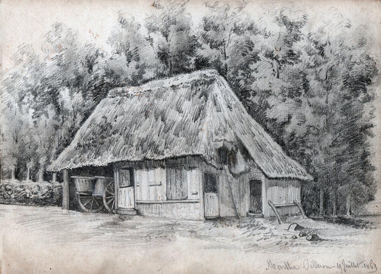 Hütte in Frankreich (Zeichnung) von French School