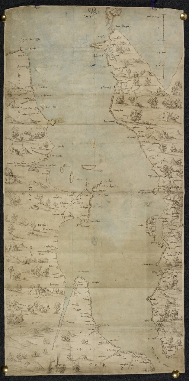 Karte des Ärmelkanals (Englische Südküste und Französische Nordküste) von Jean Rotz von French School