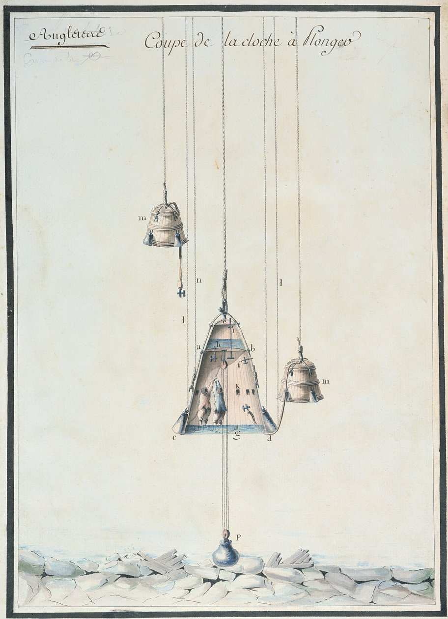 Querschnittszeichnung einer Taucherglocke, 1785 von French School