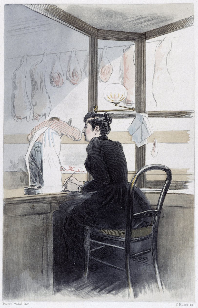 Kassiererin (beim Metzger) - in „Die Frau in Paris“ von Pierre Vidal von French School