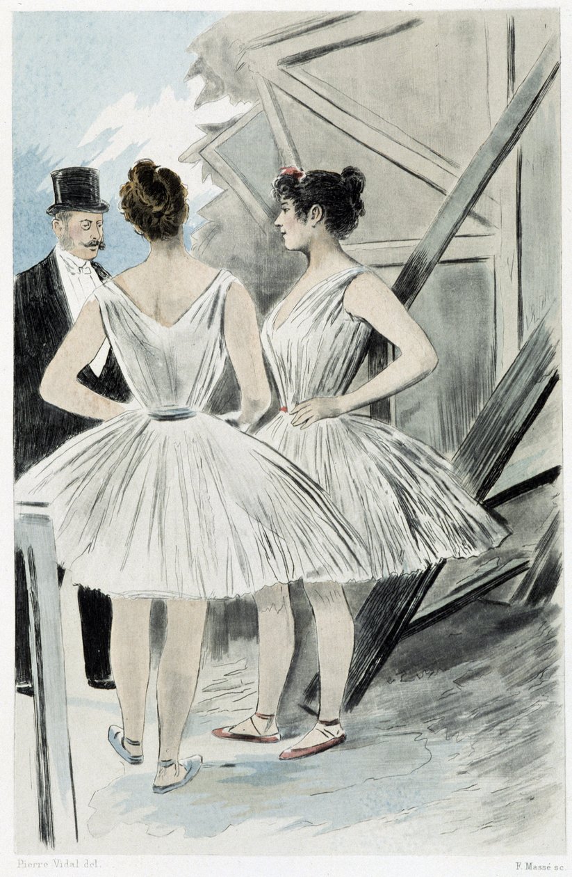 Tänzer hinter den Kulissen des Theaters (in „Unsere Zeitgenossen“ von Octave Uzanne) von French School