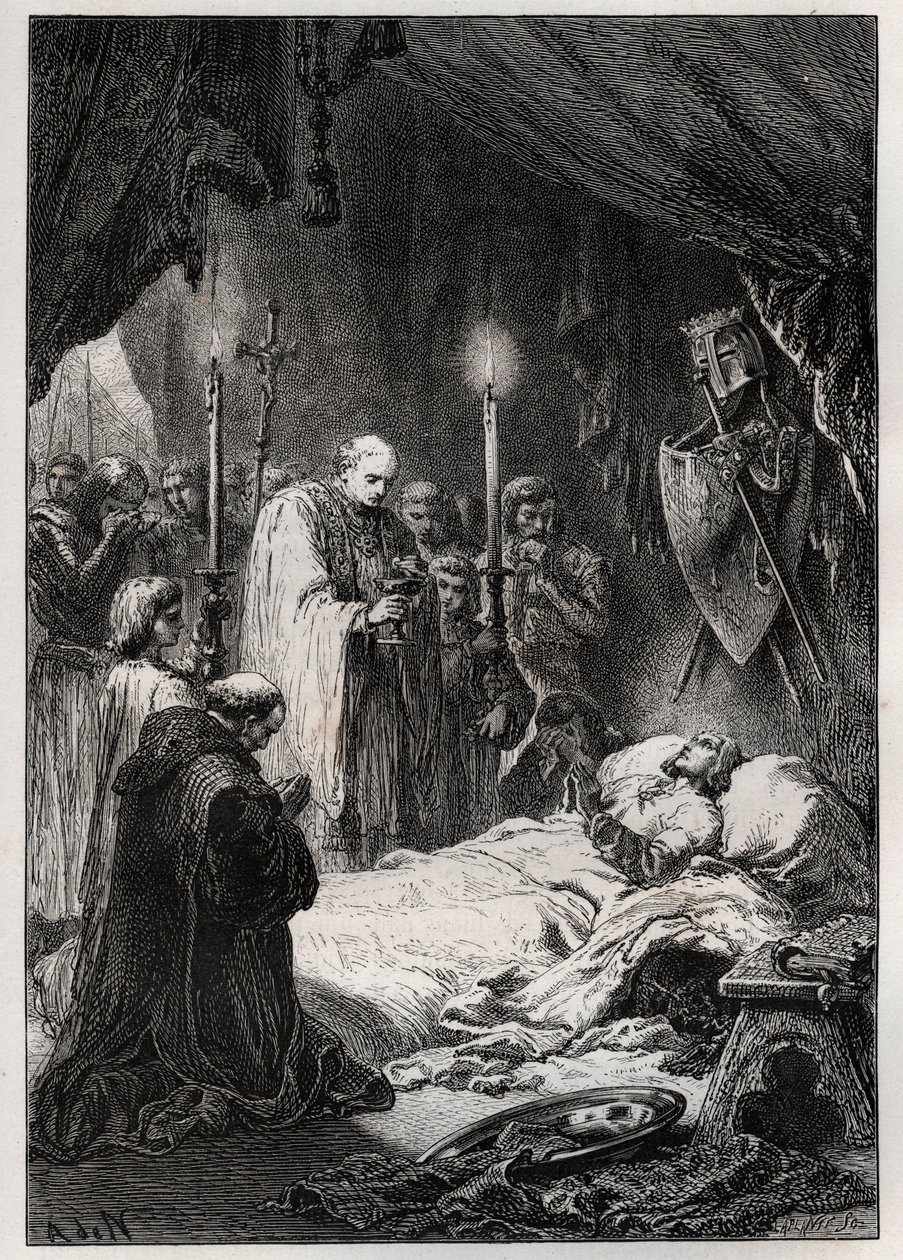 Tod von Saint Louis in Tunis am 25. August 1270 - Tod von St. Louis (während des 7. Kreuzzugs, am 25. August 1270) - Gravur aus „L