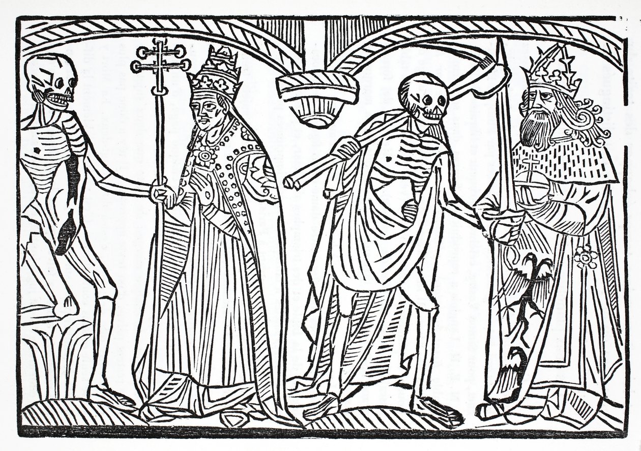 Der Tod spricht mit dem Papst und dem Kaiser von French School