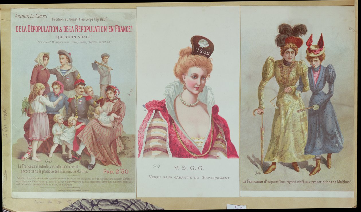 Entvölkerung und Wiederbevölkerung in Frankreich, Broschüre von Arthur Le Creps gegen den Malthusianismus, 1895 von French School