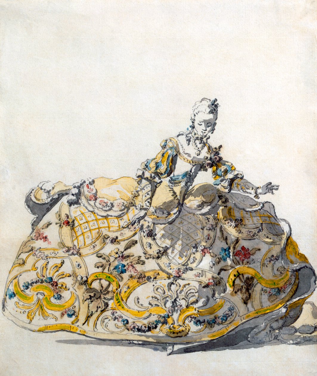 Entwurf für ein Damenkleid, 1780er Jahre von French School