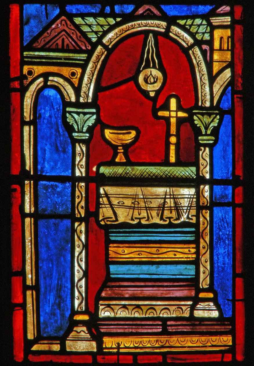 Detail eines Fensters, das Szenen aus dem Leben der Hl. Maria von Ägypten darstellt von French School