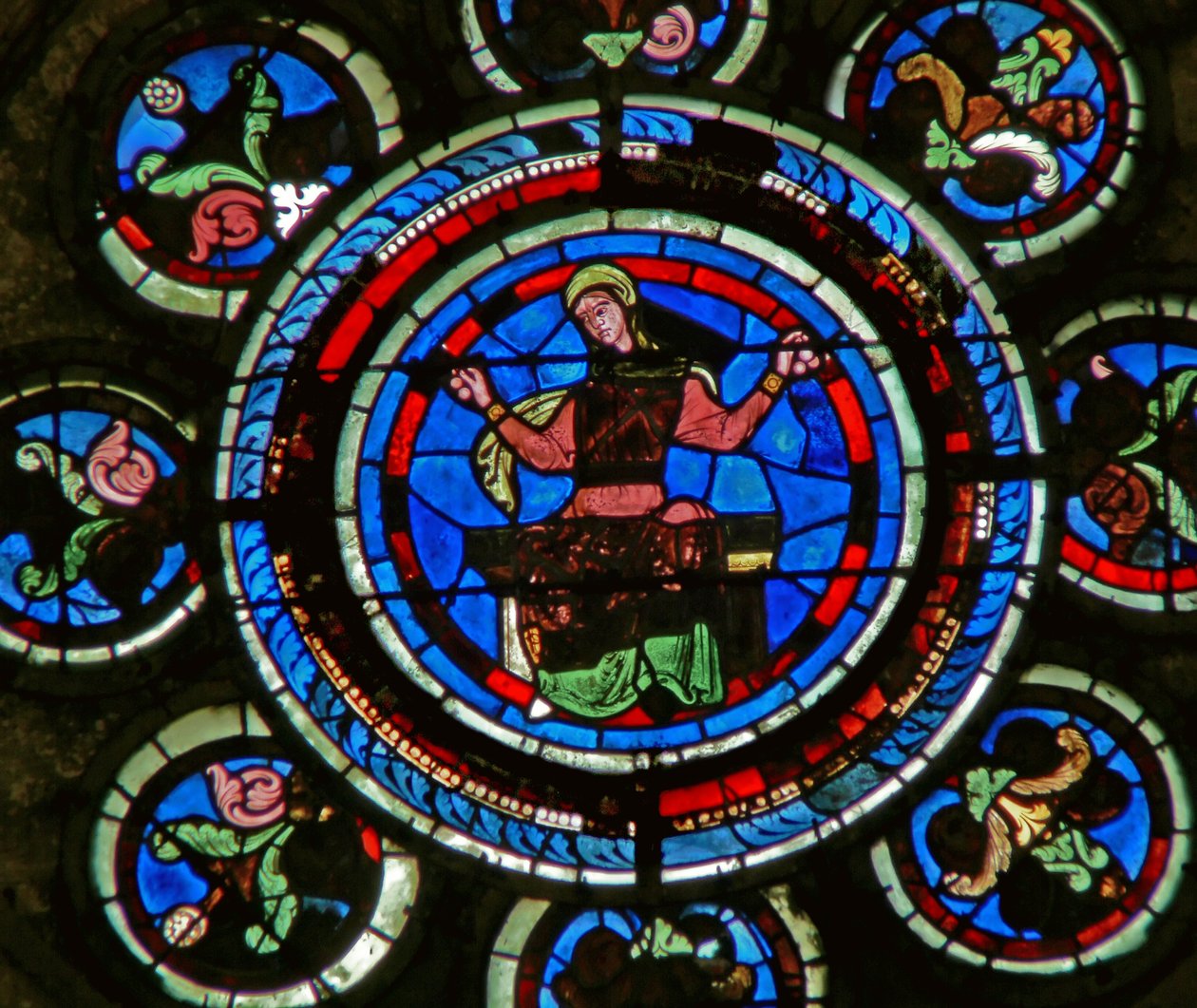 Detail des Nordrosenfensters mit Arithmetik aus den Freien Künsten von French School